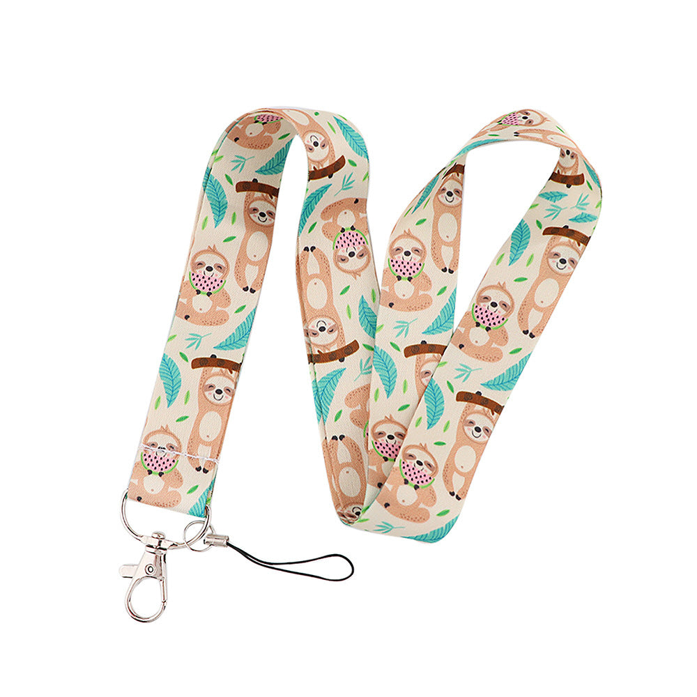 Wholesale Polyester Cute Sloth Mobile Phone Lanyard Keychain